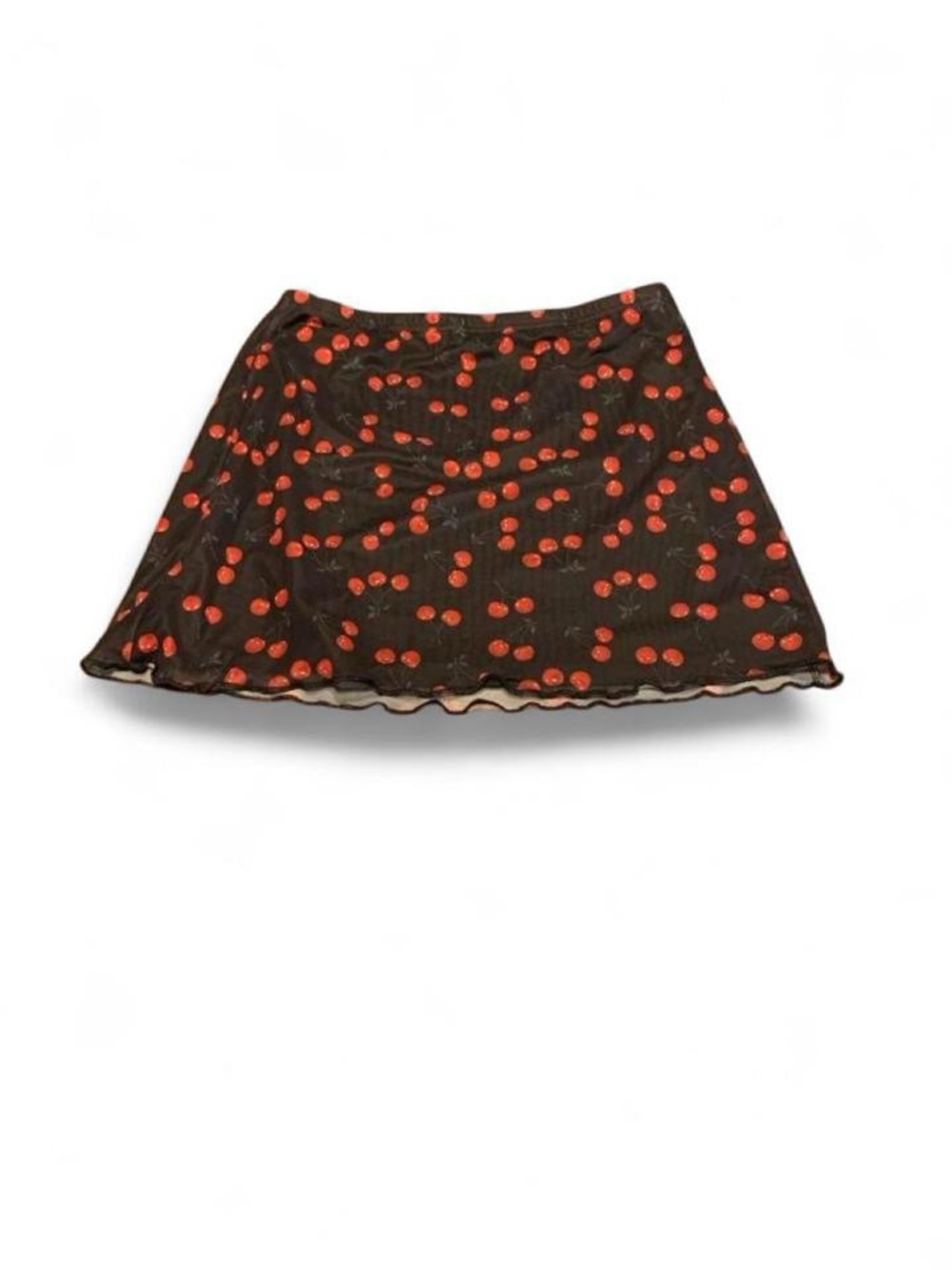 Black Cherry Print A-Line Mini Skirt
